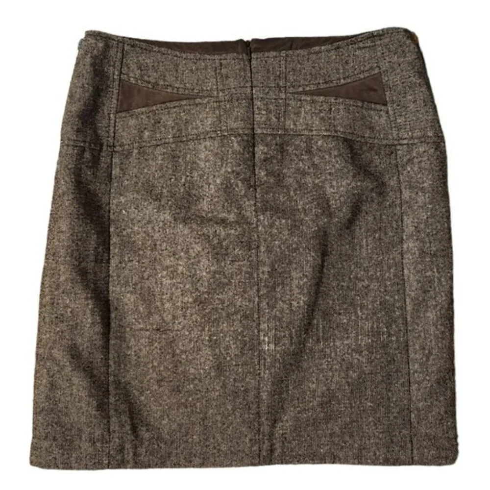 Dalia Collection Pencil Skirt Wool Blend Lined Brown w/ White Womens Size 6 - Picture 2 of 5